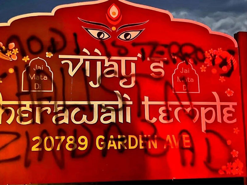 Anti-India graffiti surfaces at another California temple, defaced with Khalistani propaganda